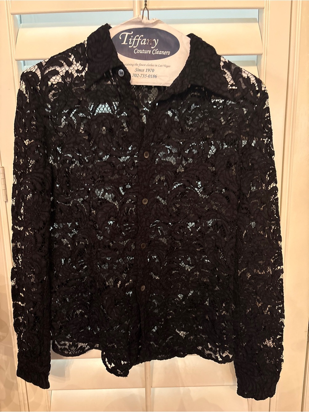 Prada Black Floral Lace Button-Down Shirt